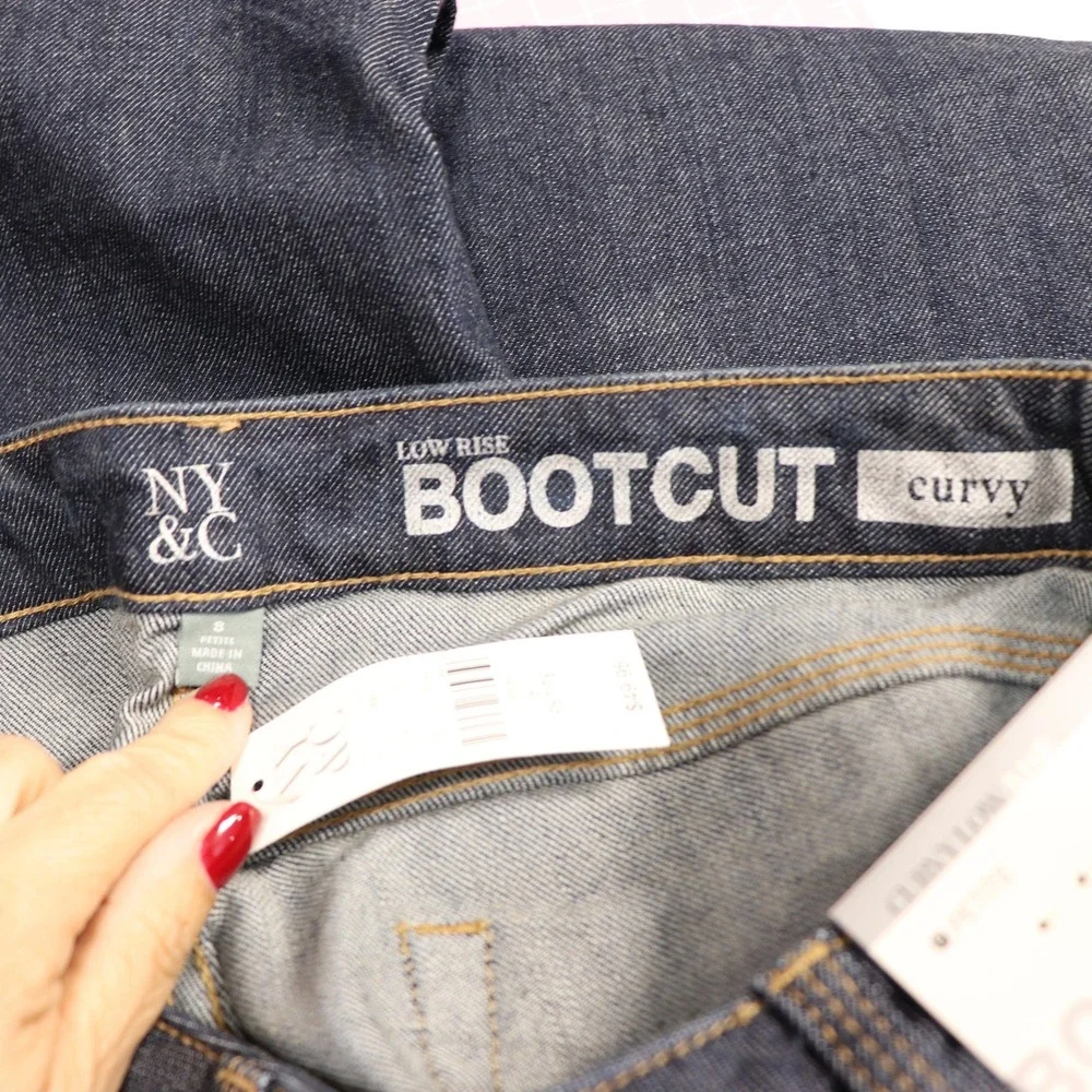 NY&C Dark Wash Low‎ Rise Curvy Bootcut Jeans 8 Petite